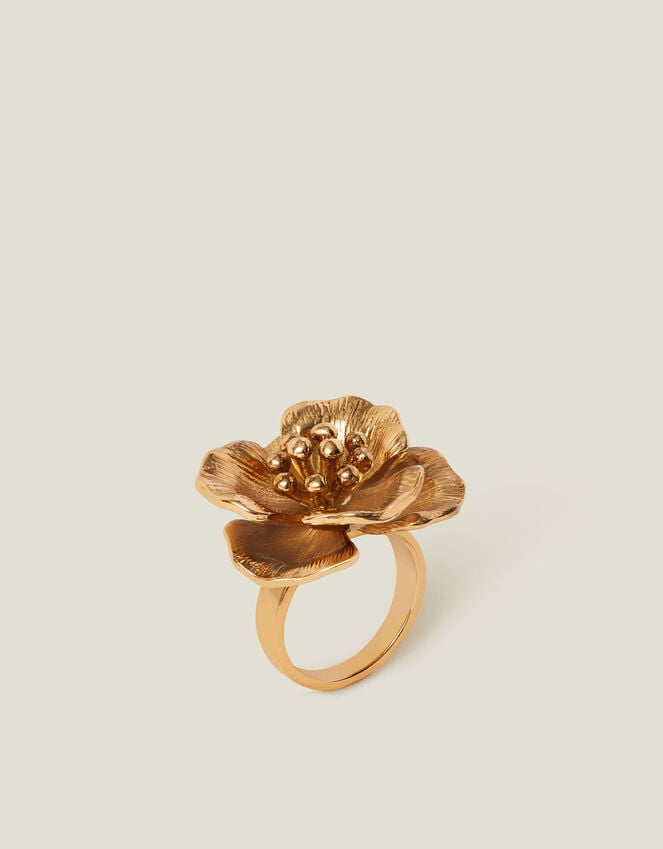 Accessorize Statement Flower Ring Gold