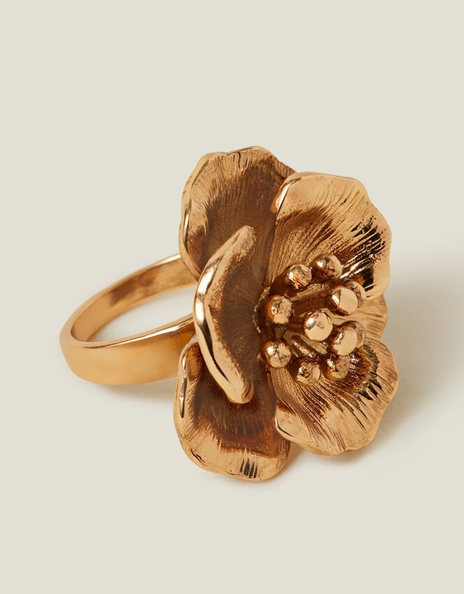 accessorize Statement Flower Ring Gold