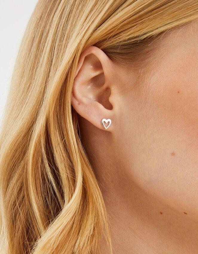 Accessorize Sterling Silver Cut Out Heart Earrings