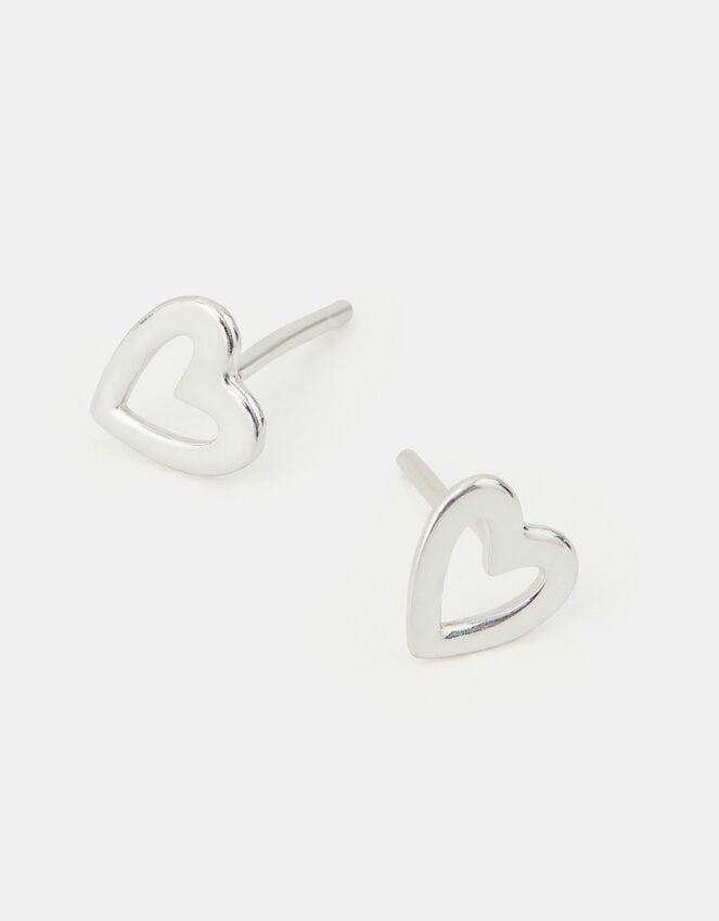 accessorize Sterling Silver Cut Out Heart Earrings