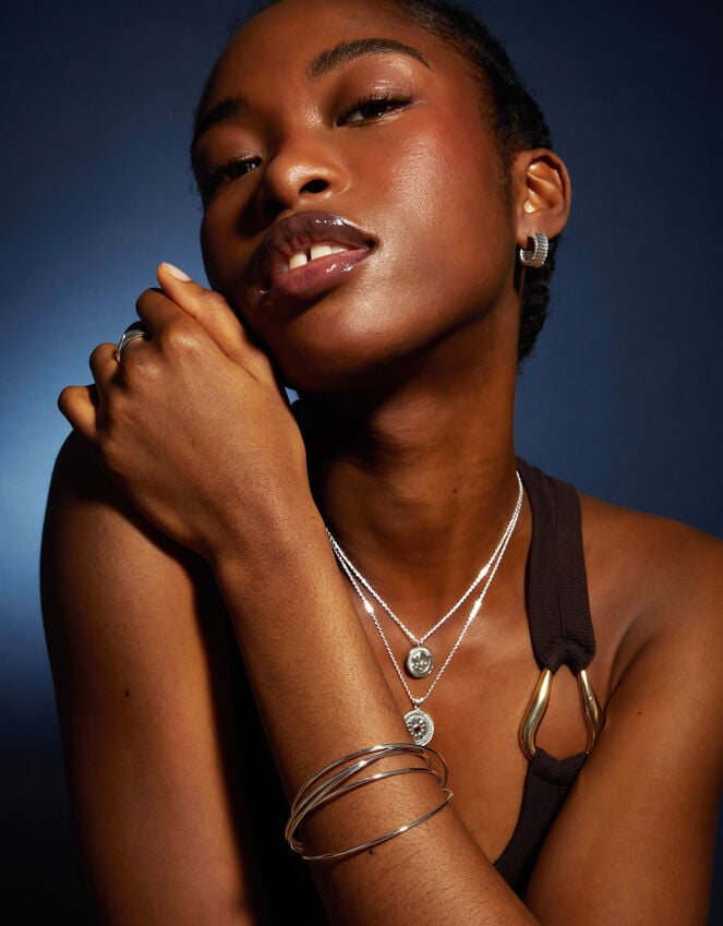 Accessorize Sterling Silver-Plated Layered Bangle