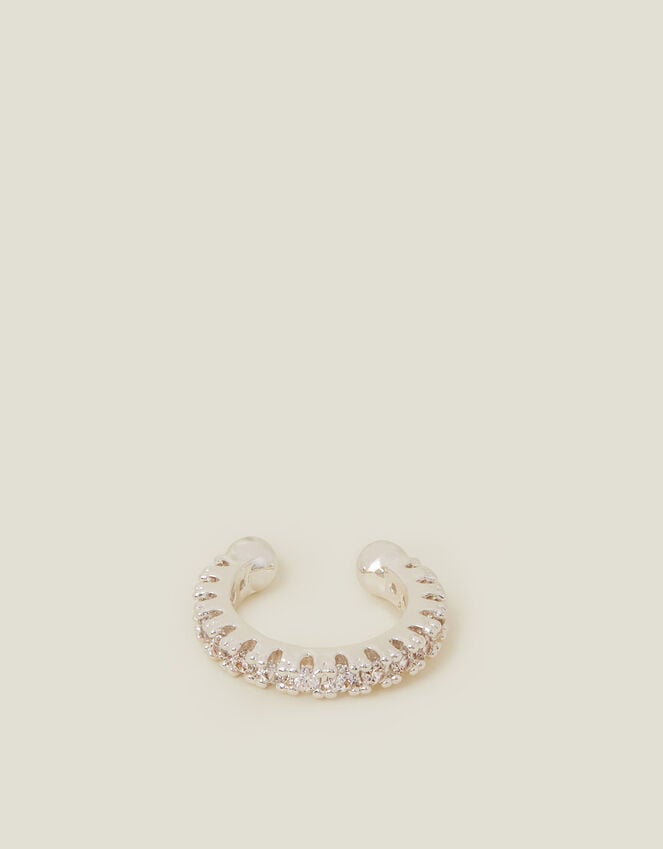 Accessorize Sterling Silver-Plated Pavé Ear Cuff