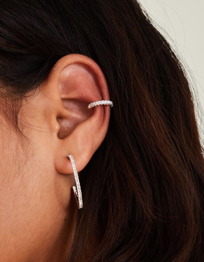 Accessorize Sterling Silver-Plated Pavé Ear Cuff