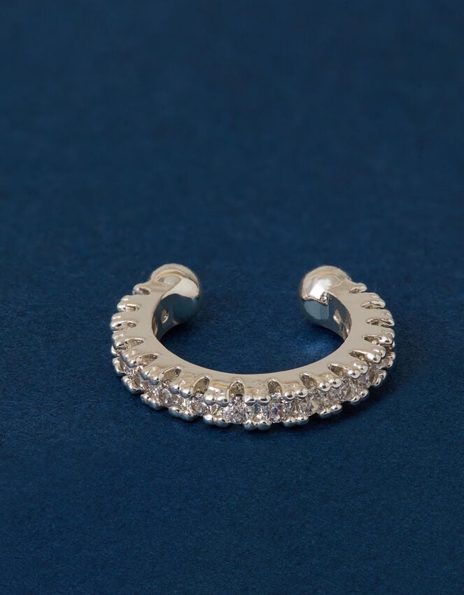 Accessorize Sterling Silver-Plated Pavé Ear Cuff