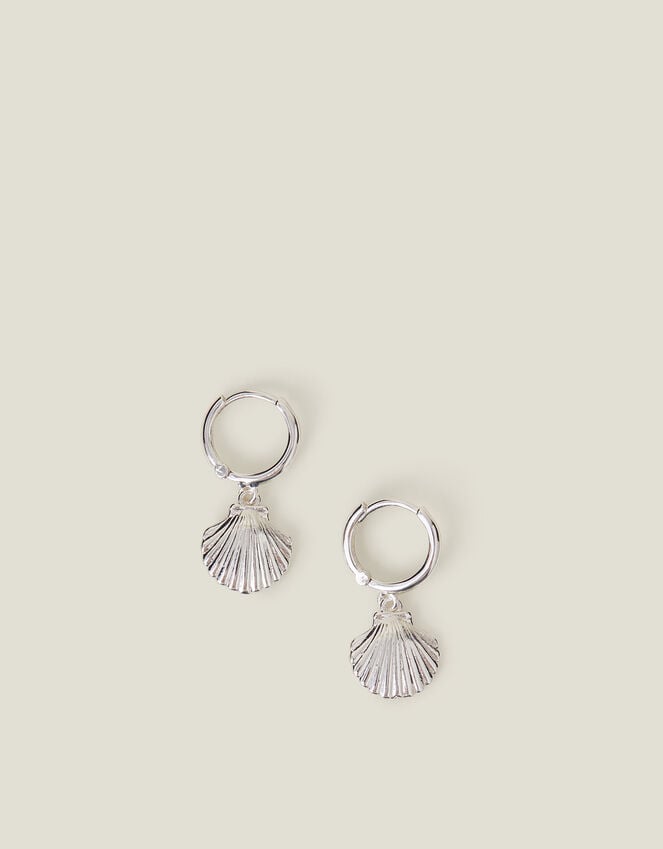 Accessorize Sterling Silver-Plated Shell Hoops