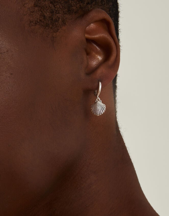 Accessorize Sterling Silver-Plated Shell Hoops