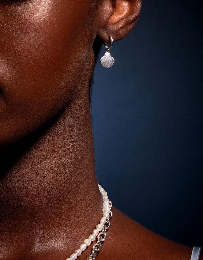 Accessorize Sterling Silver-Plated Shell Hoops