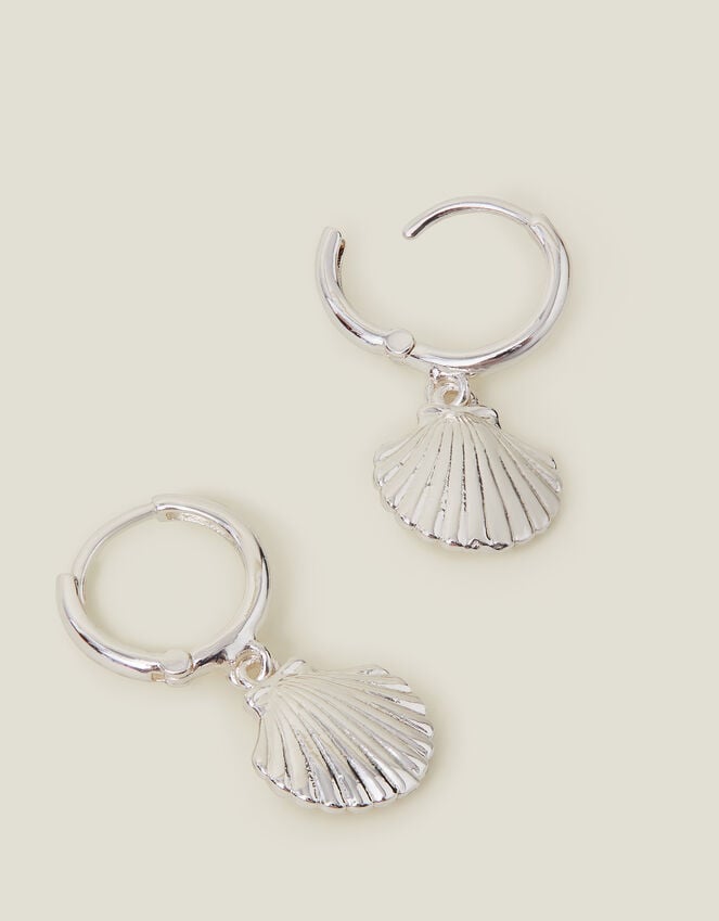 accessorize Sterling Silver-Plated Shell Hoops