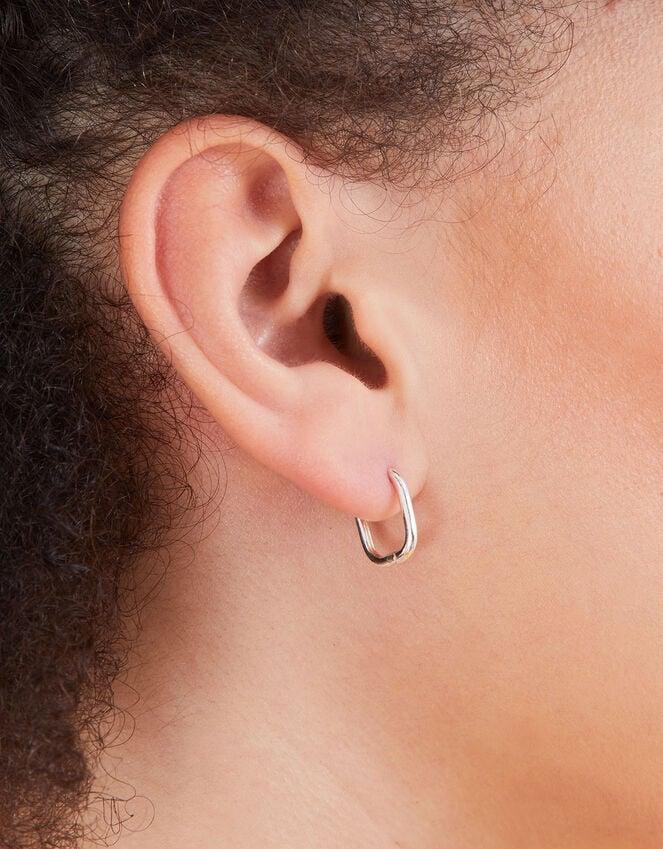 Accessorize Sterling Silver Rectangular Hoops