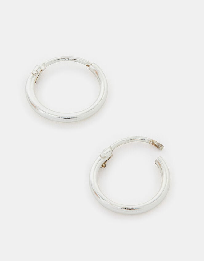 accessorize Sterling Silver Simple Huggie Hoops