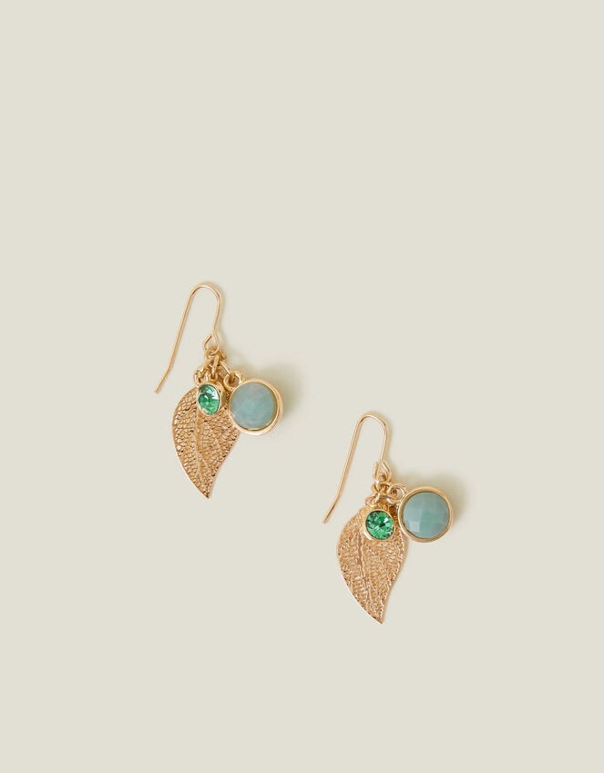Accessorize Stone Charm Leaf Drop Earrings