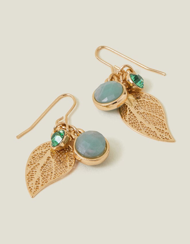 accessorize Stone Charm Leaf Drop Earrings