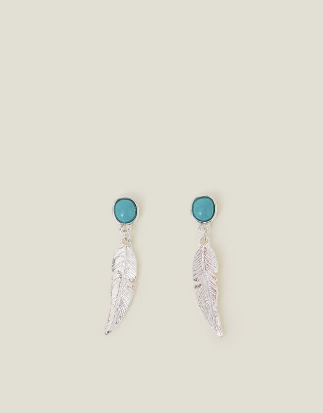Accessorize Stone Feather Drop Earrings