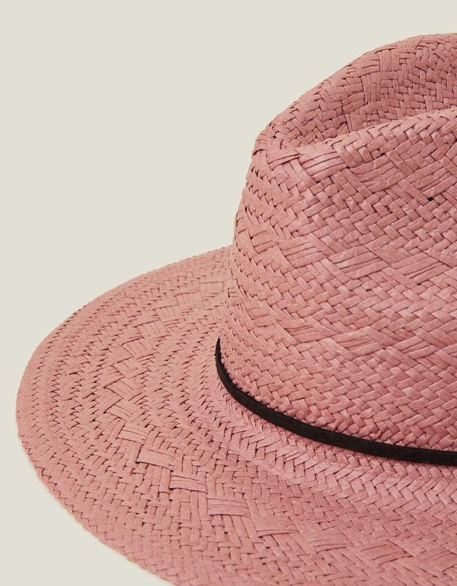 Accessorize Straw Fedora Hat Pink
