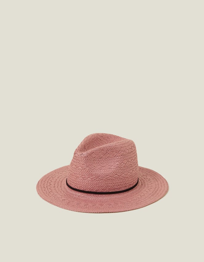 accessorize Straw Fedora Hat Pink