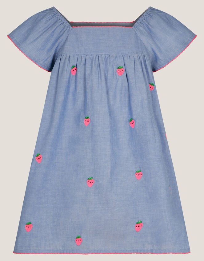 Accessorize Strawberry Chambray Smock Dress Blue