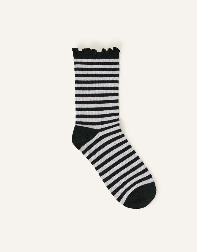 accessorize Stripe and Frill Socks Black