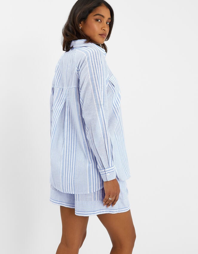 Accessorize Stripe Beach Cover Up Shirt Blue