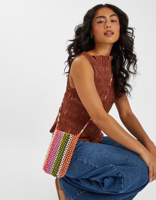 Accessorize Stripe Beaded Phone Bag