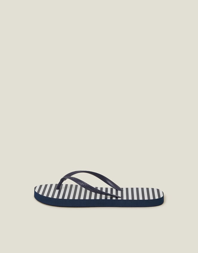 Accessorize Stripe Flip Flops Blue