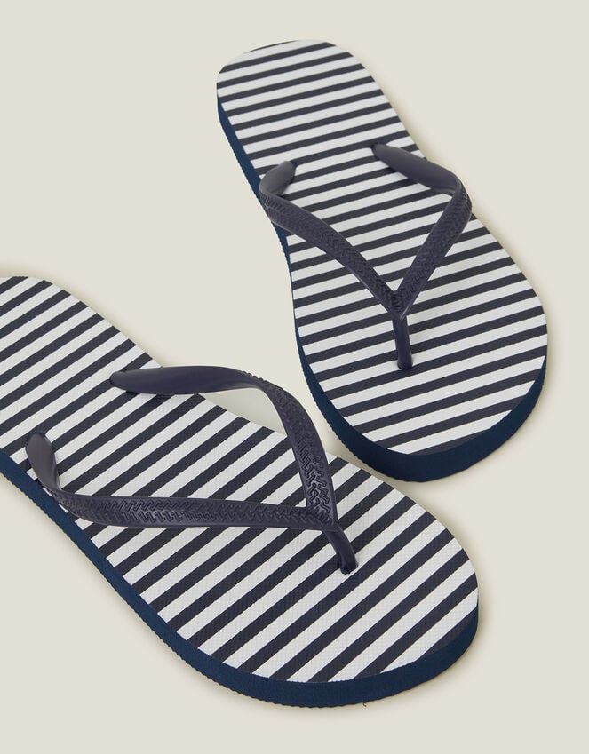 Accessorize Stripe Flip Flops Blue
