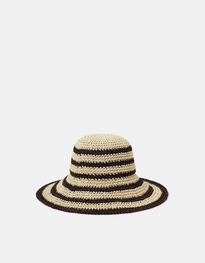 accessorize Stripe Raffia Bucket Hat
