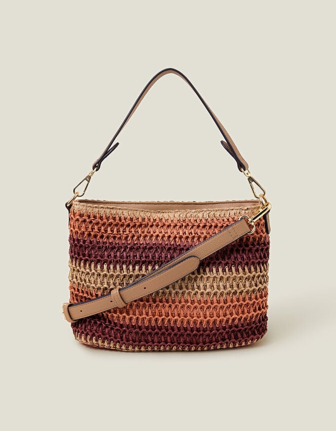 Accessorize Stripe Raffia Cross-Body Bag