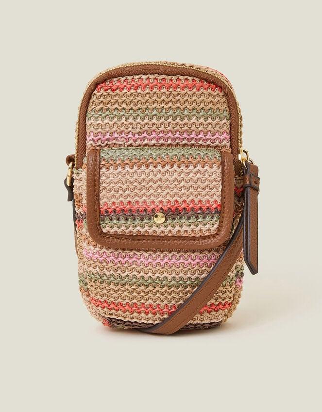 Accessorize Stripe Raffia Cross-Body Phone Bag