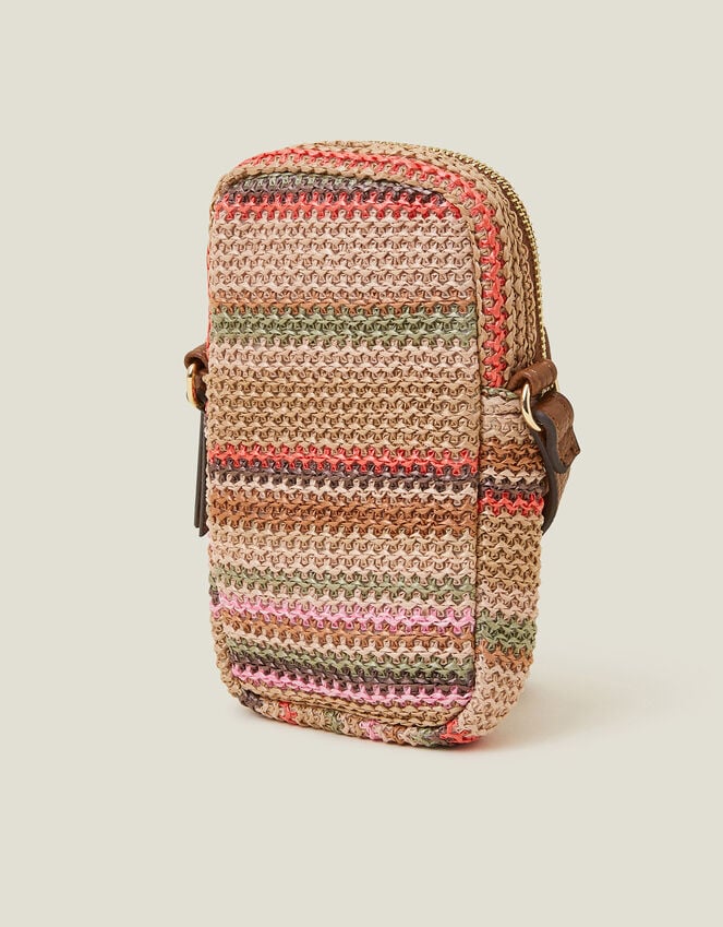 Accessorize Stripe Raffia Cross-Body Phone Bag