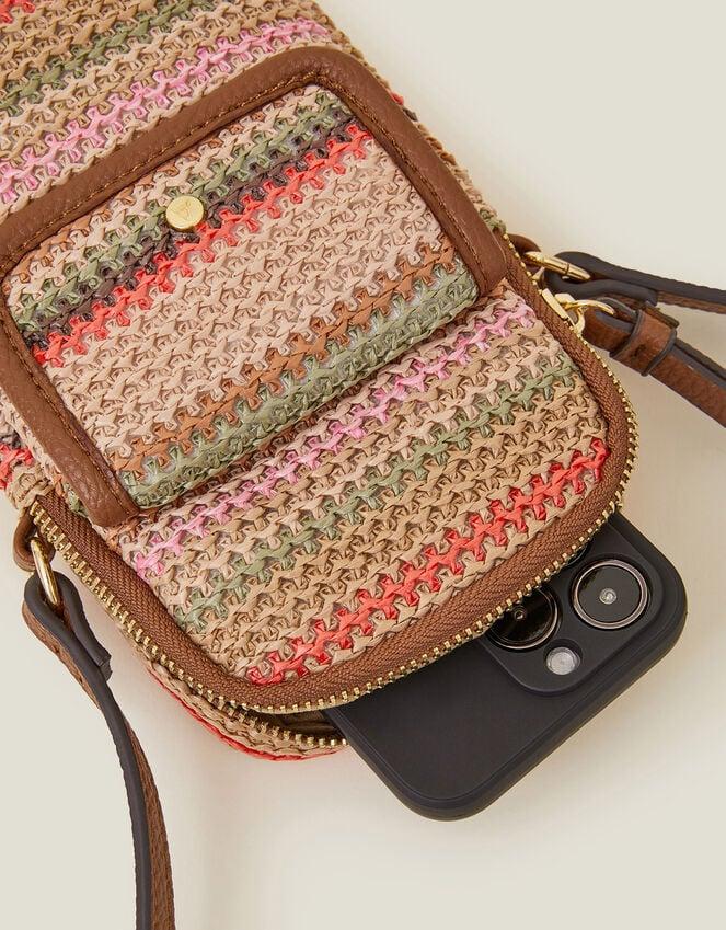Accessorize Stripe Raffia Cross-Body Phone Bag