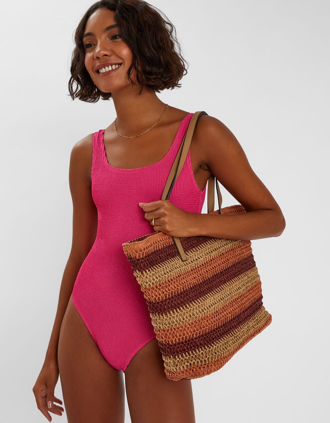 accessorize Stripe Raffia Shoulder Bag