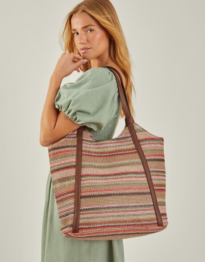 accessorize Stripe Raffia Shoulder Bag