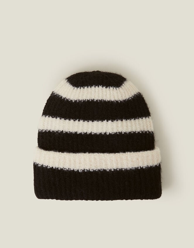 accessorize Stripe Rib Knit Beanie Hat