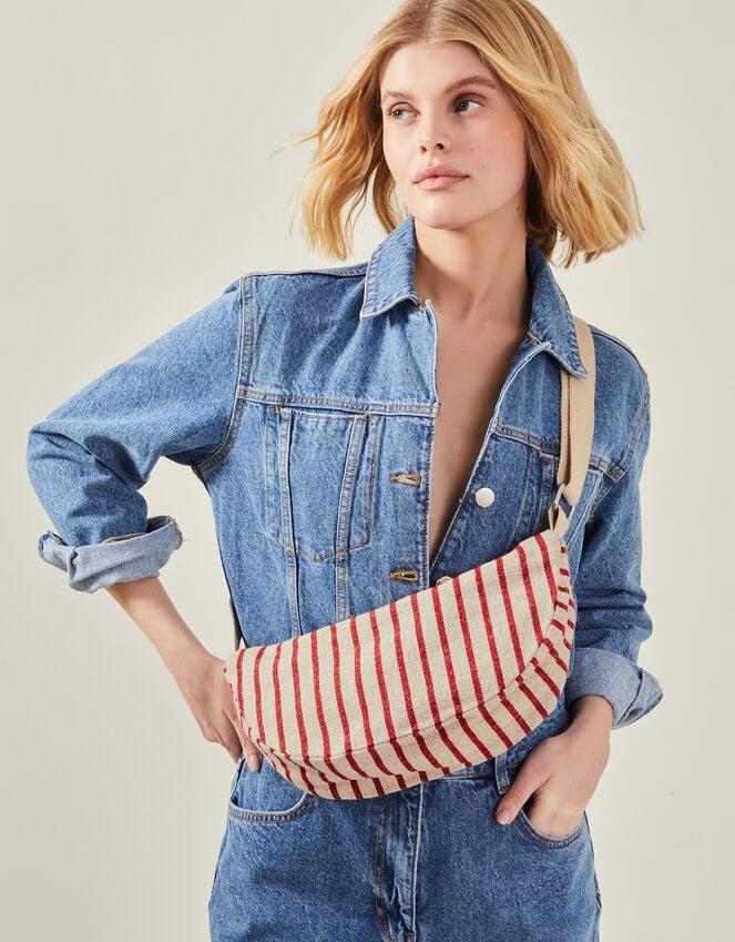 accessorize Stripe Sling Cross-Body Bag Red