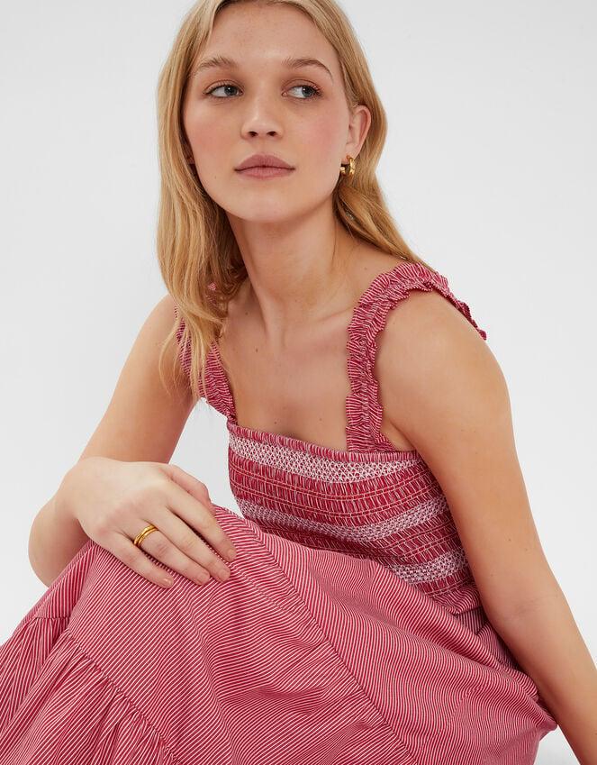 Accessorize Stripe Smocked Maxi Dress Red