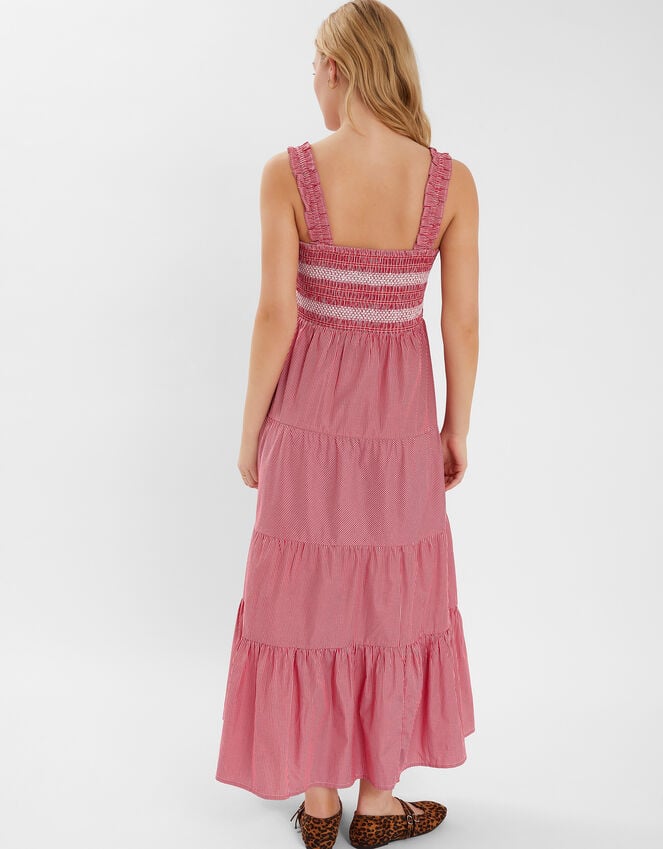 Accessorize Stripe Smocked Maxi Dress Red