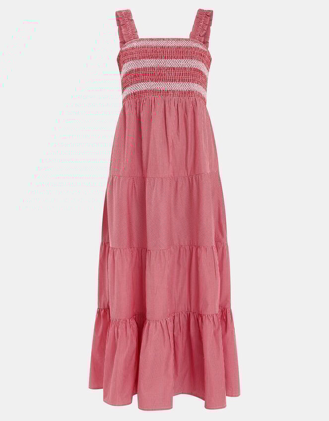 Accessorize Stripe Smocked Maxi Dress Red
