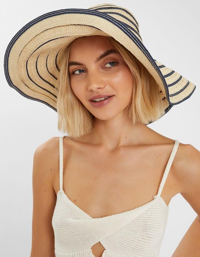 Accessorize Stripe Straw Floppy Sun Hat