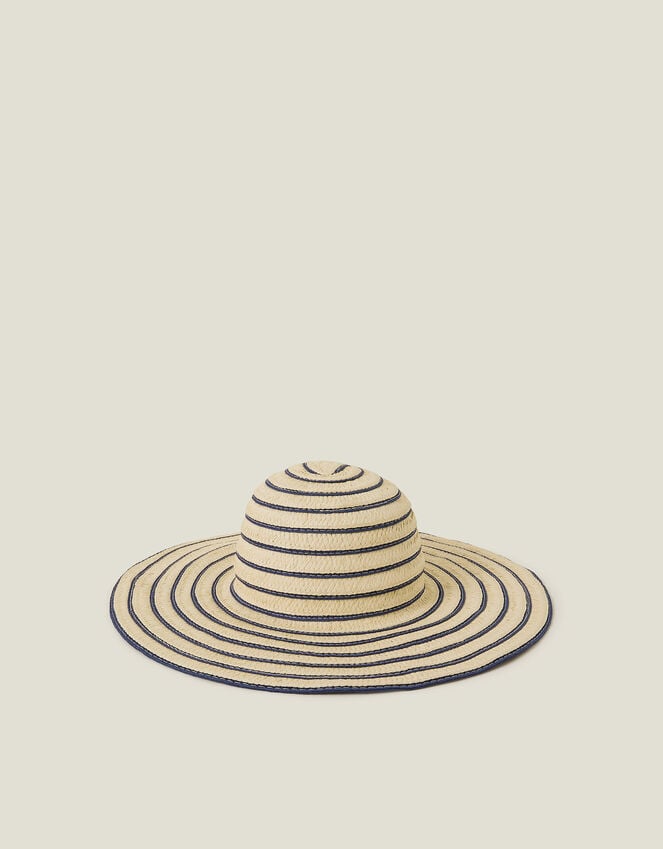 accessorize Stripe Straw Floppy Sun Hat
