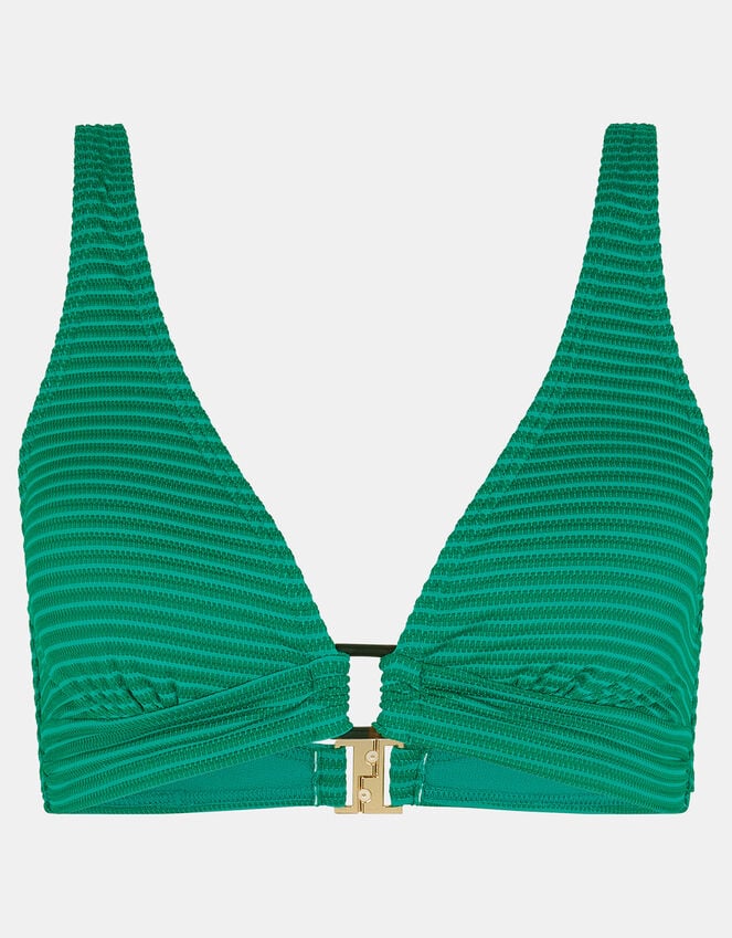 Accessorize Stripe Texture Bikini Top Green