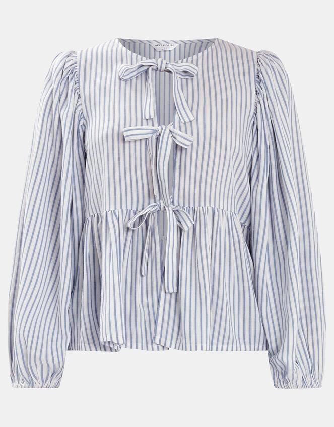 Accessorize Stripe Tie-Front Blouse Blue
