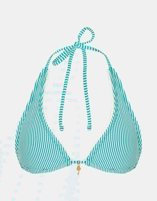 Accessorize Stripe Triangle Bikini Top Green