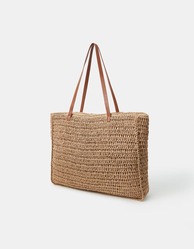 Accessorize Stripe Woven Raffia Tote Bag