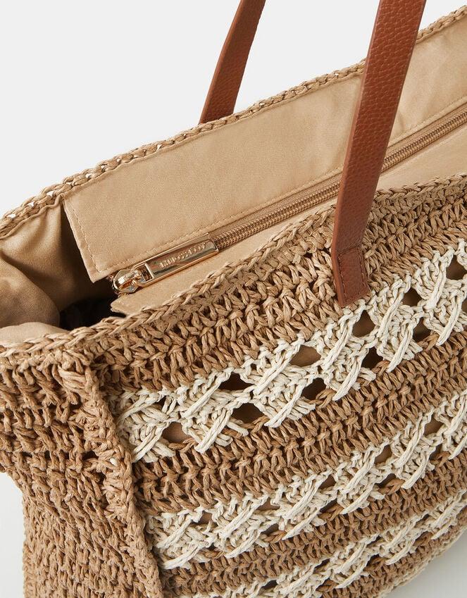 Accessorize Stripe Woven Raffia Tote Bag