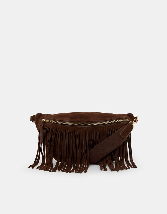 Accessorize Suede Fringe Cross Body Sling Bag