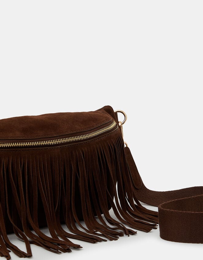 Accessorize Suede Fringe Cross Body Sling Bag