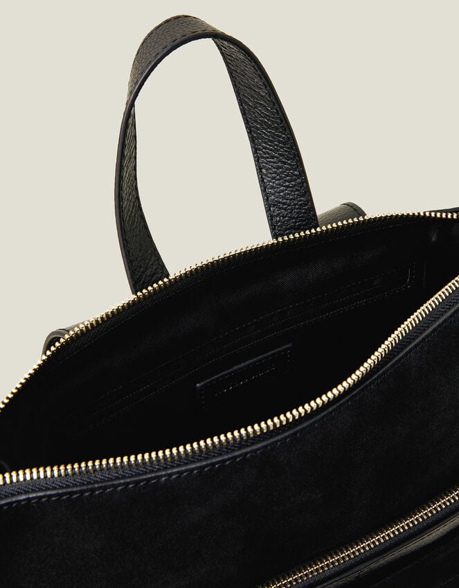 Accessorize Suede Leather Backpack Black