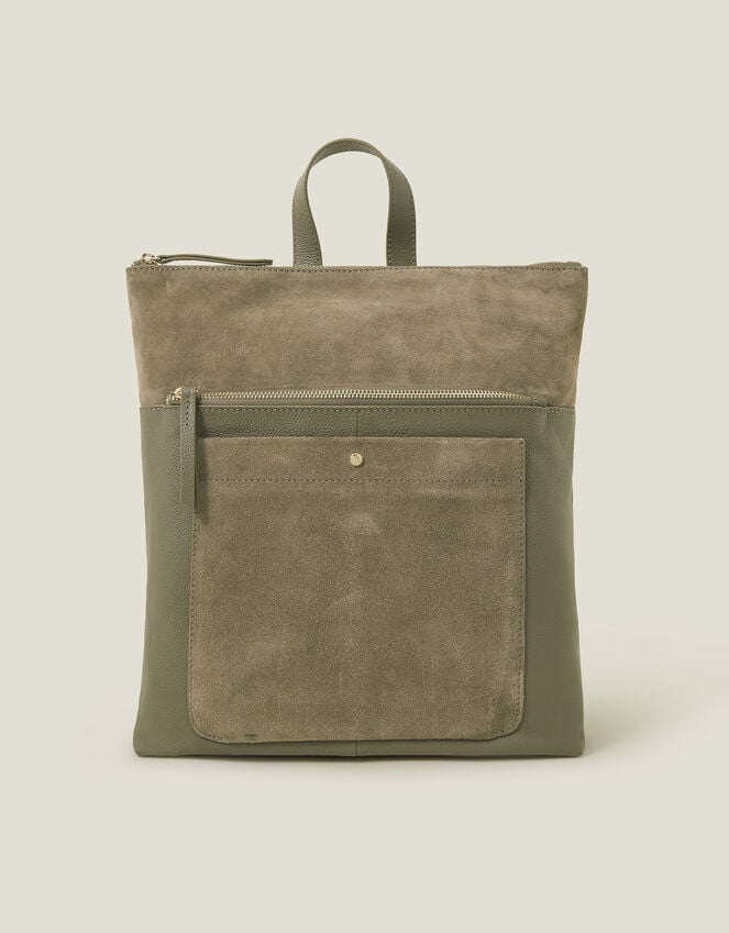 Accessorize Suede Leather Backpack Green