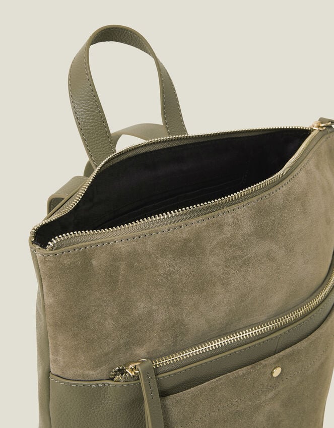 Accessorize Suede Leather Backpack Green