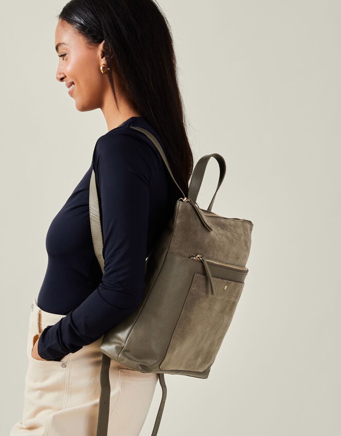 accessorize Suede Leather Backpack Green